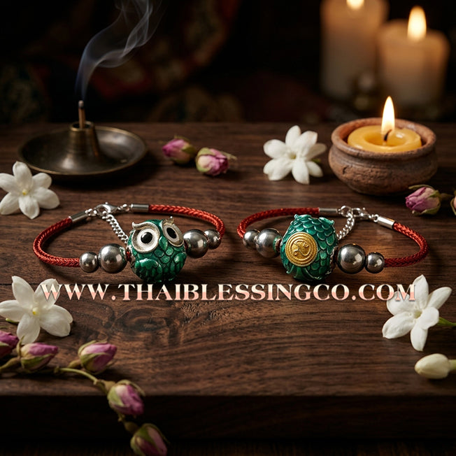 ✨🕉️ Sacred Silver-Plated Bronze "Phaya Nok Thue Thue" (Great Owl of Fortune) – Green Enamel Edition: Kruba Tao, Wat Ubosot Ban Lao (2020) – The Ultimate Lanna Talisman for Elite Business Success, Precision Luck, and Financial Growth