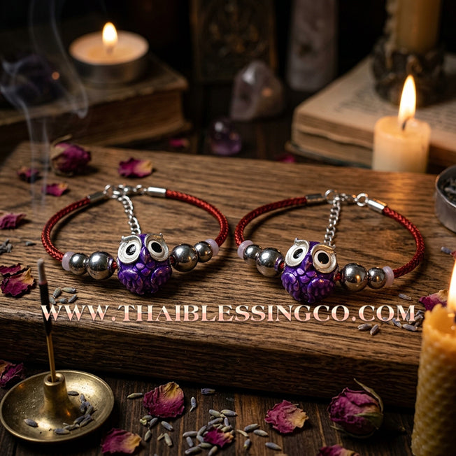 ✨🕉️ Sacred Silver-Plated Bronze "Phaya Nok Thue Thue" (Great Owl of Fortune) – Royal Purple Enamel Edition: Kruba Tao, Wat Ubosot Ban Lao (2020) – The Ultimate Lanna Talisman for Elite Business Success, Precision Luck, and Royal Charisma