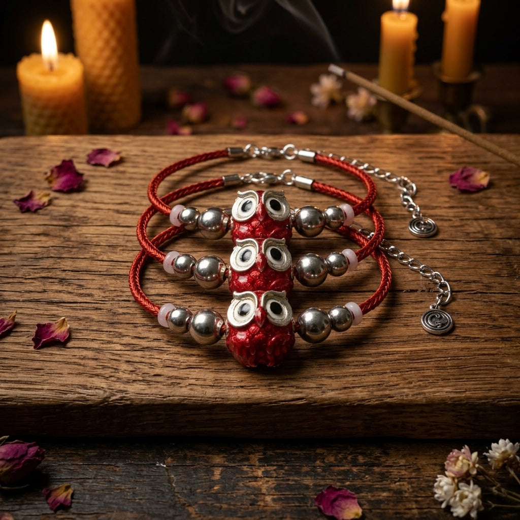 ✨🕉️ Sacred Silver-Plated Bronze "Phaya Nok Thue Thue" (Great Owl of Fortune) – Ruby Red Enamel Edition: Kruba Tao, Wat Ubosot Ban Lao (2020) – The Ultimate Lanna Talisman for High-Impact Business Success, Precision Luck, and Power