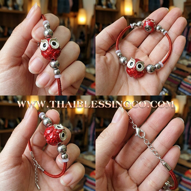 ✨🕉️ Sacred Silver-Plated Bronze "Phaya Nok Thue Thue" (Great Owl of Fortune) – Ruby Red Enamel Edition: Kruba Tao, Wat Ubosot Ban Lao (2020) – The Ultimate Lanna Talisman for High-Impact Business Success, Precision Luck, and Power