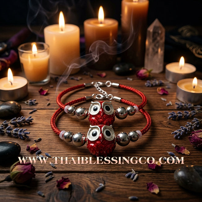 ✨🕉️ Sacred Silver-Plated Bronze "Phaya Nok Thue Thue" (Great Owl of Fortune) – Ruby Red Enamel Edition: Kruba Tao, Wat Ubosot Ban Lao (2020) – The Ultimate Lanna Talisman for High-Impact Business Success, Precision Luck, and Power