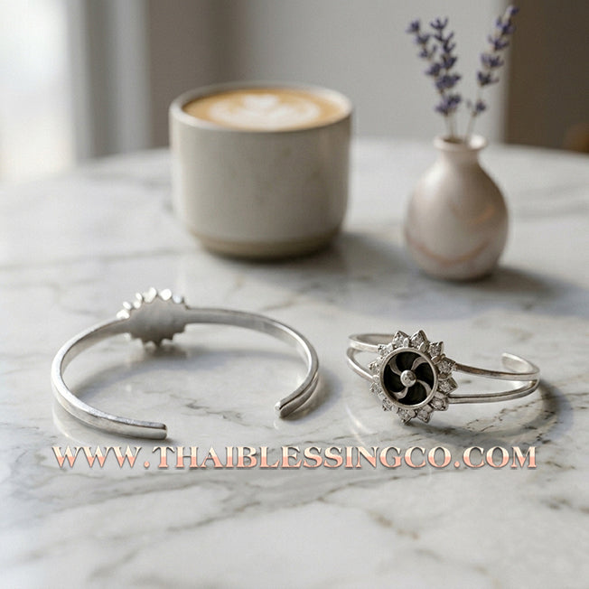 ✨🕉️ Sacred Silver-Plated "Windmill of Fortune" Bracelet: Wat Banphot Suttharam – Consecrated by Luang Phor Chamnan & Luang Phor Phra Maha Surasak – The Divine Kinetic Talisman for Infinite Prosperity and Shifting Destinies