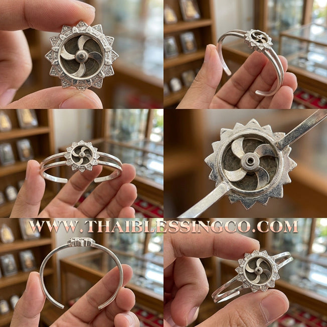 ✨🕉️ Sacred Silver-Plated "Windmill of Fortune" Bracelet: Wat Banphot Suttharam – Consecrated by Luang Phor Chamnan & Luang Phor Phra Maha Surasak – The Divine Kinetic Talisman for Infinite Prosperity and Shifting Destinies