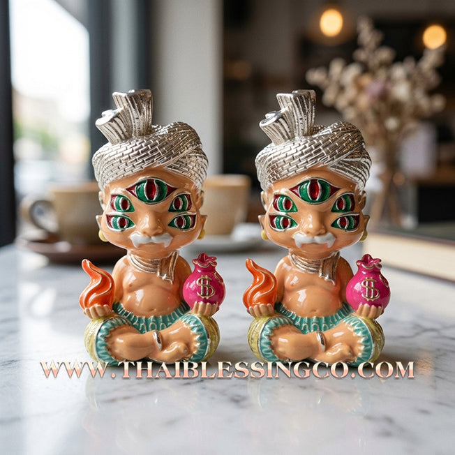 ✨🕉️ Sacred "Silver-Plated & Skin-Tone Enamel" Phraya Si Hu Ha Ta (The 4-Ears 5-Eyes Deity) – Instant Wealth EditionThe High-Frequency Tool for Rapid Financial Breakthroughs, Irresistible Aura, and Absolute Dominance!