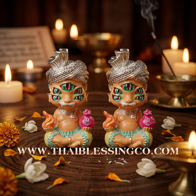 ✨🕉️ Sacred "Silver-Plated & Skin-Tone Enamel" Phraya Si Hu Ha Ta (The 4-Ears 5-Eyes Deity) – Instant Wealth EditionThe High-Frequency Tool for Rapid Financial Breakthroughs, Irresistible Aura, and Absolute Dominance!