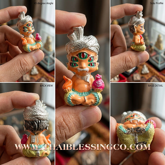 ✨🕉️ Sacred "Silver-Plated & Skin-Tone Enamel" Phraya Si Hu Ha Ta (The 4-Ears 5-Eyes Deity) – Instant Wealth EditionThe High-Frequency Tool for Rapid Financial Breakthroughs, Irresistible Aura, and Absolute Dominance!