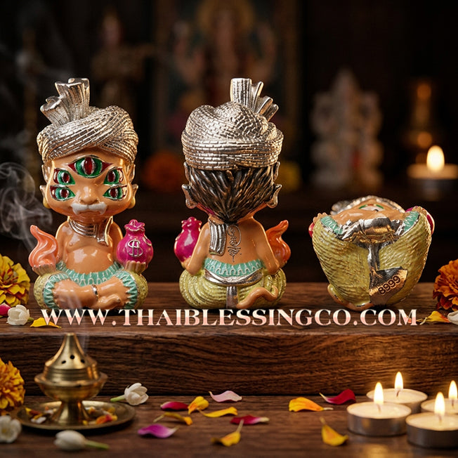 ✨🕉️ Sacred "Silver-Plated & Skin-Tone Enamel" Phraya Si Hu Ha Ta (The 4-Ears 5-Eyes Deity) – Instant Wealth EditionThe High-Frequency Tool for Rapid Financial Breakthroughs, Irresistible Aura, and Absolute Dominance!