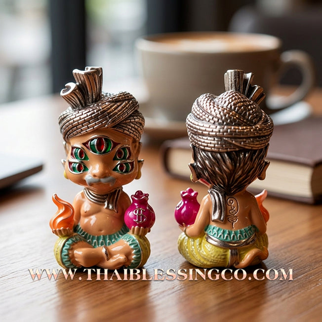 ✨🕉️ Sacred "Silver-Plated & Skin-Tone Enamel" Phraya Si Hu Ha Ta (The 4-Ears 5-Eyes Deity) – Instant Wealth EditionThe High-Frequency Tool for Rapid Financial Breakthroughs, Irresistible Aura, and Absolute Dominance!
