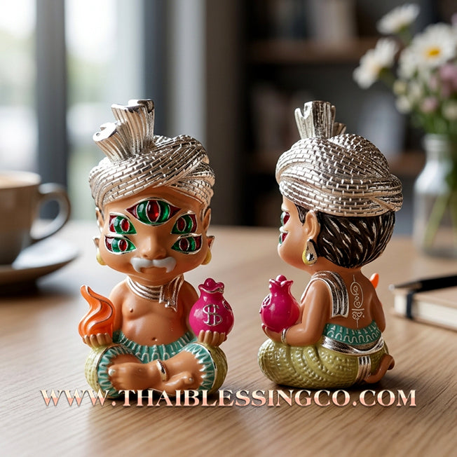 ✨🕉️ Sacred "Silver-Plated & Skin-Tone Enamel" Phraya Si Hu Ha Ta (The 4-Ears 5-Eyes Deity) – Instant Wealth EditionThe High-Frequency Tool for Rapid Financial Breakthroughs, Irresistible Aura, and Absolute Dominance!