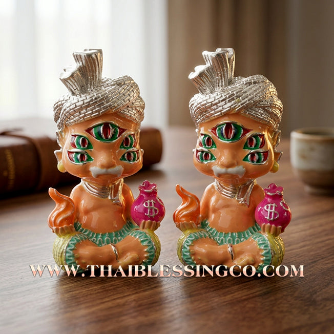 ✨🕉️ Sacred "Silver-Plated & Skin-Tone Enamel" Phraya Si Hu Ha Ta (The 4-Ears 5-Eyes Deity) – Instant Wealth EditionThe High-Frequency Tool for Rapid Financial Breakthroughs, Irresistible Aura, and Absolute Dominance!