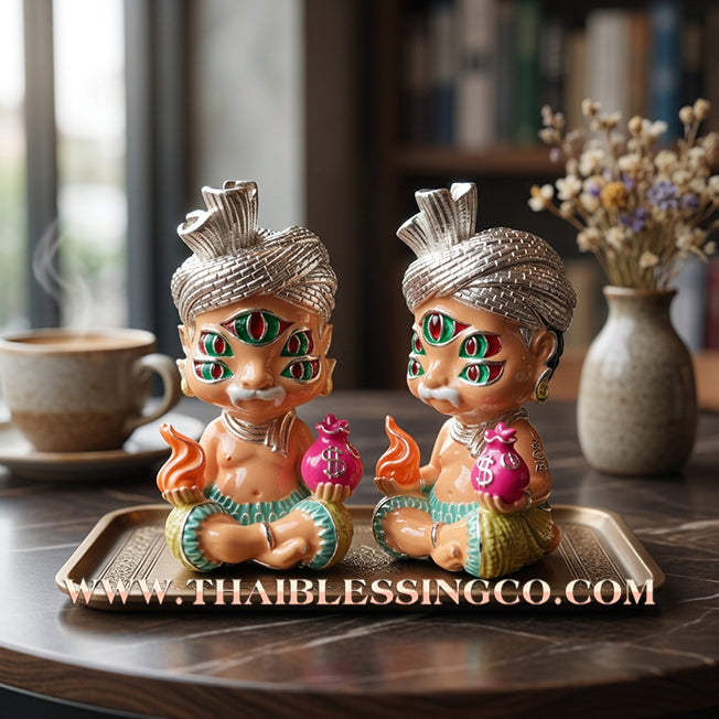 ✨🕉️ Sacred "Silver-Plated & Skin-Tone Enamel" Phraya Si Hu Ha Ta (The 4-Ears 5-Eyes Deity) – Instant Wealth EditionThe High-Frequency Tool for Rapid Financial Breakthroughs, Irresistible Aura, and Absolute Dominance!