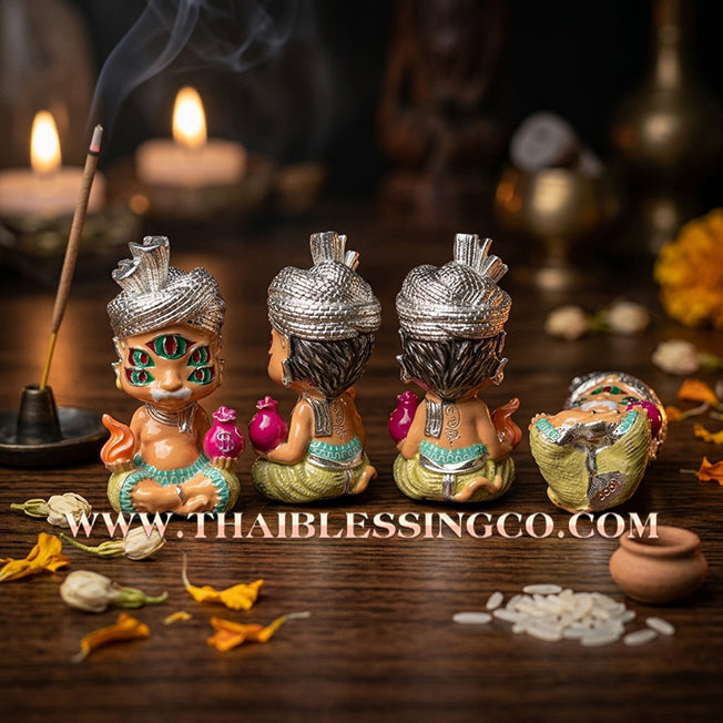 ✨🕉️ Sacred "Silver-Plated & Skin-Tone Enamel" Phraya Si Hu Ha Ta (The 4-Ears 5-Eyes Deity) – Instant Wealth EditionThe High-Frequency Tool for Rapid Financial Breakthroughs, Irresistible Aura, and Absolute Dominance!