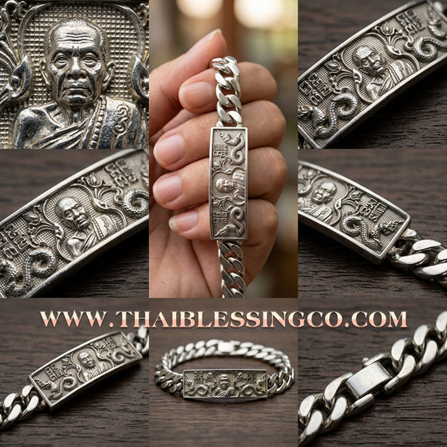✨🕉️ Sacred "Silver Plus" Wealth-Calling Bracelet (Less) – Luang Pu Moon Thitasi-lo: Amata Thera 5 Phaendin Edition (2018) – The Ultimate Talisman for Invincible Luck, Grand Fortune, and the Unstoppable Blessings of the "5-Reign Immortal Monk"