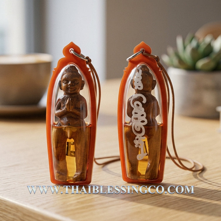 ✨ Sacred Spirit Warrior: "Kuman Thong Phet Kla" Teak Wood Amulet – Ancient Thai Teak Wood Wealth Magnet & Miracle Worker (2023 Edition by Arjan Bank)