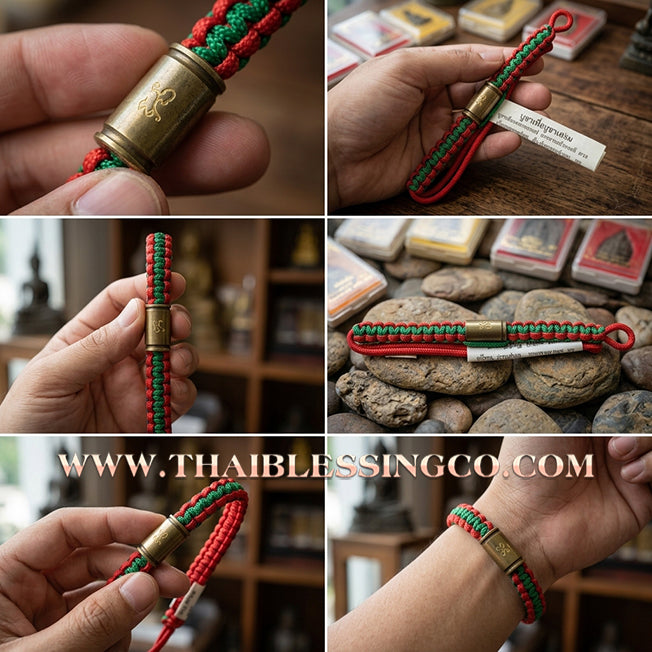 ✨🕉️ Sacred "Takrud Luk Puen" (Bullet Shell) Protection Bracelet: Luang Pu Rit, Wat Chonprathan Ratchadamri (2004 Exclusive Edition) – The Legendary "Kong Grapan" Shield for Absolute Safety, Invincibility, and Commanding Authority