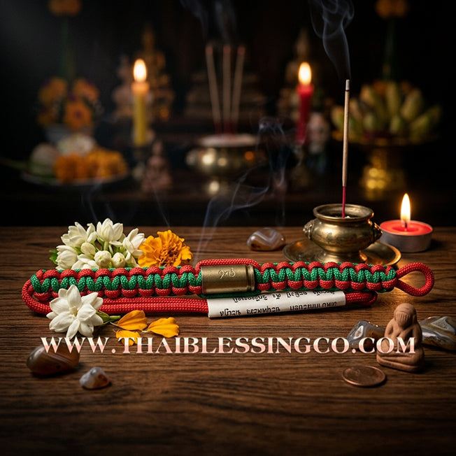 ✨🕉️ Sacred "Takrud Luk Puen" (Bullet Shell) Protection Bracelet: Luang Pu Rit, Wat Chonprathan Ratchadamri (2004 Exclusive Edition) – The Legendary "Kong Grapan" Shield for Absolute Safety, Invincibility, and Commanding Authority