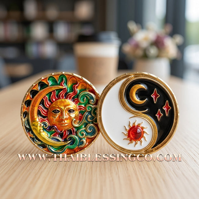 ☀️🌙 Sacred "Tawan Um Chan" (Sun Embracing the Moon) – Gold-Plated Samrit with Vibrant Enamel: Luang Pu Porn, Wat Khlong Men (2021) – The Ultimate Talisman for Universal Harmony, Day-and-Night Wealth, and Irresistible Magnetic Charm!