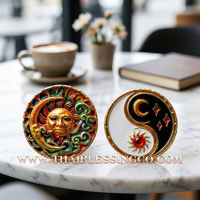 ☀️🌙 Sacred "Tawan Um Chan" (Sun Embracing the Moon) – Gold-Plated Samrit with Vibrant Enamel: Luang Pu Porn, Wat Khlong Men (2021) – The Ultimate Talisman for Universal Harmony, Day-and-Night Wealth, and Irresistible Magnetic Charm!