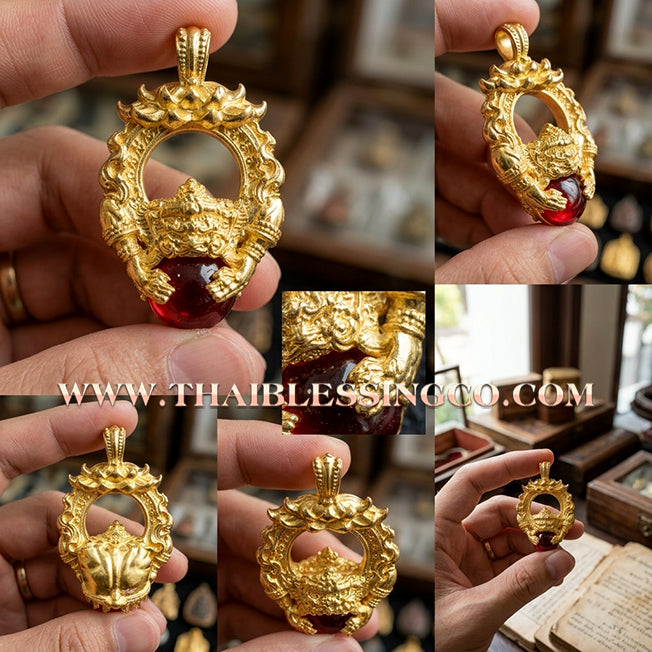 🌑 Sacred "Thammarong Rahu" (The Ring of Rahu) – Gold-Plated Samrit: Luang Pu Leng, Wat Nong Kae (2024) – The Ultimate Celestial Shield for Overcoming Obstacles, Turning Bad Luck into Riches, and Commanding Absolute Authority!