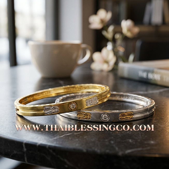✨🕉️ Sacred "To Ngoen To Kham" Wealth-Multiplying Hornet Bracelet: Master Achan Krai Det (2017 Edition) – The Dual-Tone Gold & Silver Talisman for Infinite Financial Growth and Miraculous Luck
