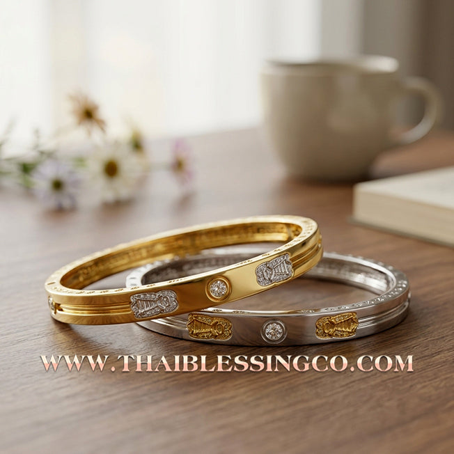 ✨🕉️ Sacred "To Ngoen To Kham" Wealth-Multiplying Hornet Bracelet: Master Achan Krai Det (2017 Edition) – The Dual-Tone Gold & Silver Talisman for Infinite Financial Growth and Miraculous Luck