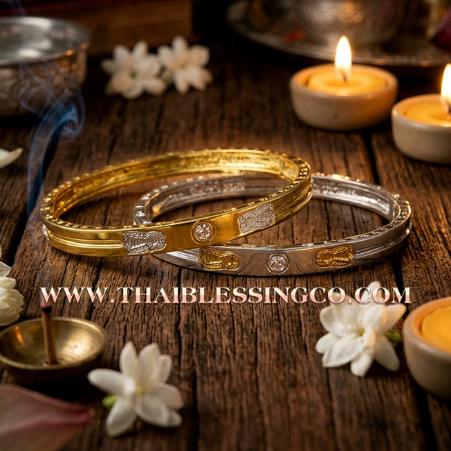 ✨🕉️ Sacred "To Ngoen To Kham" Wealth-Multiplying Hornet Bracelet: Master Achan Krai Det (2017 Edition) – The Dual-Tone Gold & Silver Talisman for Infinite Financial Growth and Miraculous Luck