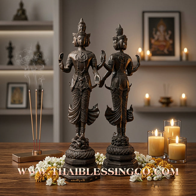 🔥 Sacred "Trimurti" (The Trinity of Universal Sovereignty) – Blackened Bronze Altar Edition: Luang Pu Key, Wat Sri Lamyong – The Divine Engine for Absolute Attraction, Commercial Victory, and Unstoppable Life Elevation!