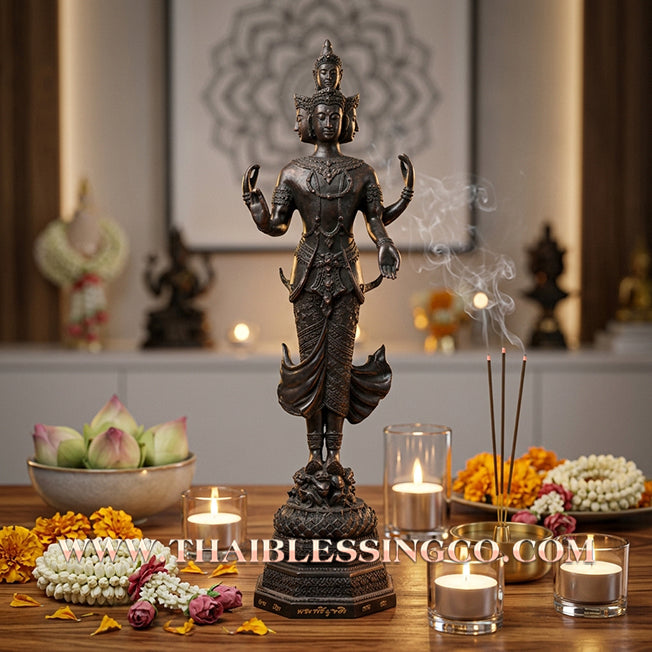 🔥 Sacred "Trimurti" (The Trinity of Universal Sovereignty) – Blackened Bronze Altar Edition: Luang Pu Key, Wat Sri Lamyong – The Divine Engine for Absolute Attraction, Commercial Victory, and Unstoppable Life Elevation!