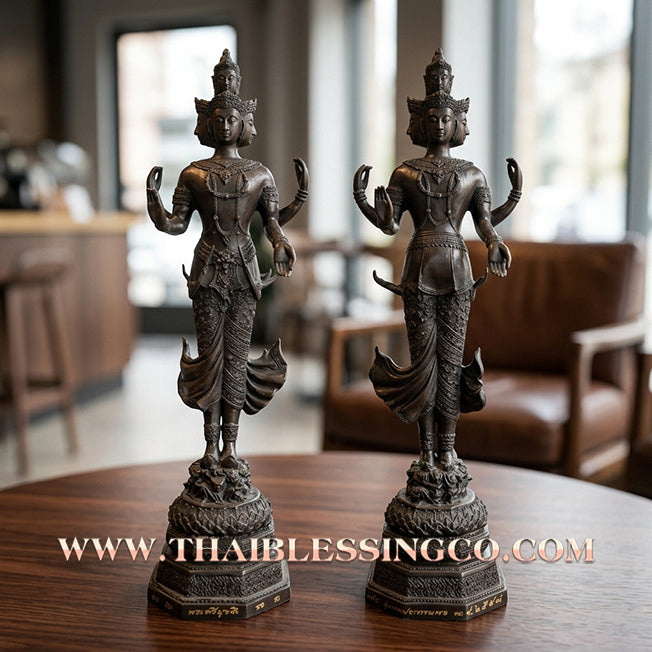 🔥 Sacred "Trimurti" (The Trinity of Universal Sovereignty) – Blackened Bronze Altar Edition: Luang Pu Key, Wat Sri Lamyong – The Divine Engine for Absolute Attraction, Commercial Victory, and Unstoppable Life Elevation!