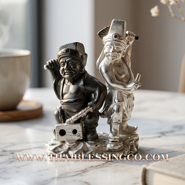 🏮 Sacred "Tua Peh Yee Peh" (The Lords of Wealth) – 2K Gold & Silver Samrit Edition: "Two Deities Granting Wealth" Series by Arjan Subin Na Na Thong (2023) – The Ultimate Dual-Force for Sudden Riches, Supreme Authority, and Global Business Dominance!