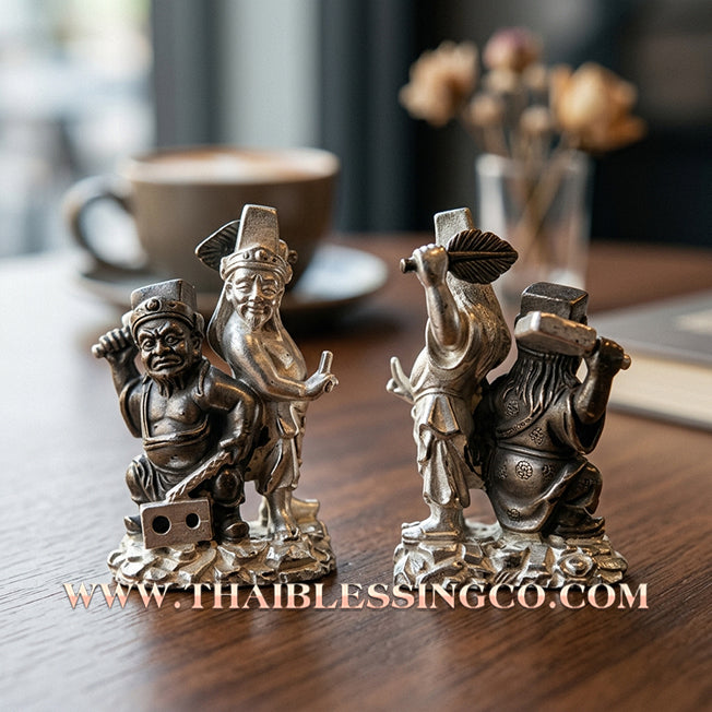 🏮 Sacred "Tua Peh Yee Peh" (The Lords of Wealth) – 2K Gold & Silver Samrit Edition: "Two Deities Granting Wealth" Series by Arjan Subin Na Na Thong (2023) – The Ultimate Dual-Force for Sudden Riches, Supreme Authority, and Global Business Dominance!