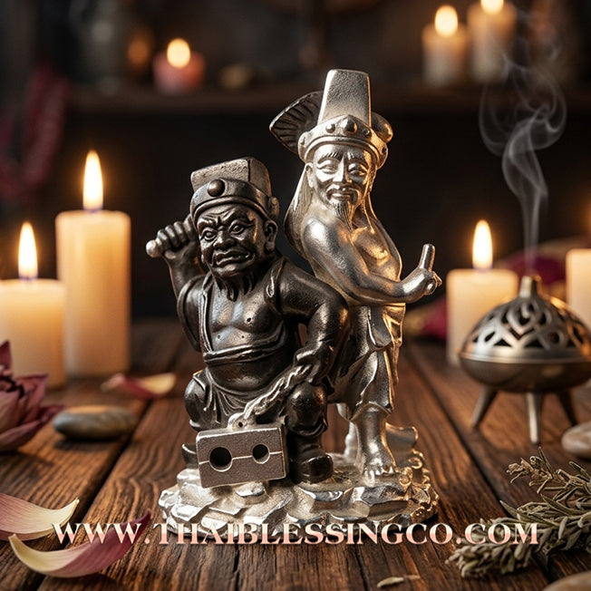 🏮 Sacred "Tua Peh Yee Peh" (The Lords of Wealth) – 2K Gold & Silver Samrit Edition: "Two Deities Granting Wealth" Series by Arjan Subin Na Na Thong (2023) – The Ultimate Dual-Force for Sudden Riches, Supreme Authority, and Global Business Dominance!