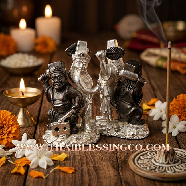🏮 Sacred "Tua Peh Yee Peh" (The Lords of Wealth) – 2K Gold & Silver Samrit Edition: "Two Deities Granting Wealth" Series by Arjan Subin Na Na Thong (2023) – The Ultimate Dual-Force for Sudden Riches, Supreme Authority, and Global Business Dominance!