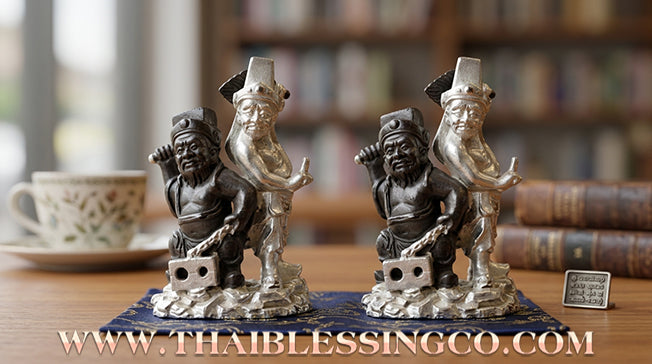 🏮 Sacred "Tua Peh Yee Peh" (The Lords of Wealth) – 2K Gold & Silver Samrit Edition: "Two Deities Granting Wealth" Series by Arjan Subin Na Na Thong (2023) – The Ultimate Dual-Force for Sudden Riches, Supreme Authority, and Global Business Dominance!