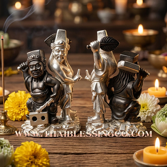 🏮 Sacred "Tua Peh Yee Peh" (The Lords of Wealth) – 2K Gold & Silver Samrit Edition: "Two Deities Granting Wealth" Series by Arjan Subin Na Na Thong (2023) – The Ultimate Dual-Force for Sudden Riches, Supreme Authority, and Global Business Dominance!