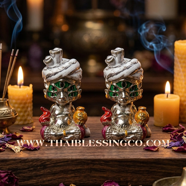 ✨🕉️ Sacred "White Bronze Enamel" Phraya Si Hu Ha Ta (The 4-Ears 5-Eyes Deity) The High-Frequency Tool for Rapid Financial Breakthroughs, Irresistible Aura, and Absolute Dominance!