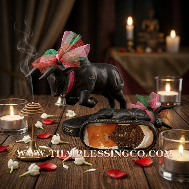 🔥 Sacred "Wua Thanu" (The Divine Arrow Bull) – Blackened Samrit Bronze Altar EditionThe Absolute Engine for Sovereign Protection, Wealth Defense, and Unstoppable Life Elevation!