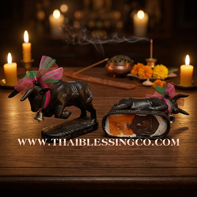 🔥 Sacred "Wua Thanu" (The Divine Arrow Bull) – Blackened Samrit Bronze Altar EditionThe Absolute Engine for Sovereign Protection, Wealth Defense, and Unstoppable Life Elevation!