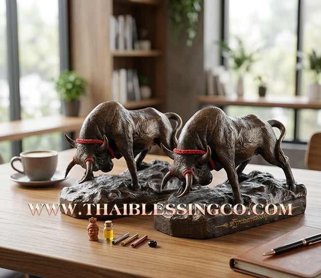 ✨🔥 Sacred "Wua Thanu" (The Divine Arrow Bull) – Large Samrit Bronze Altar Edition: Arjan Sanoh, Samnak Yant Phutthawet (2023) – The Absolute Engine for Sovereign Protection, Wealth Defense, and Unstoppable Life Elevation!
