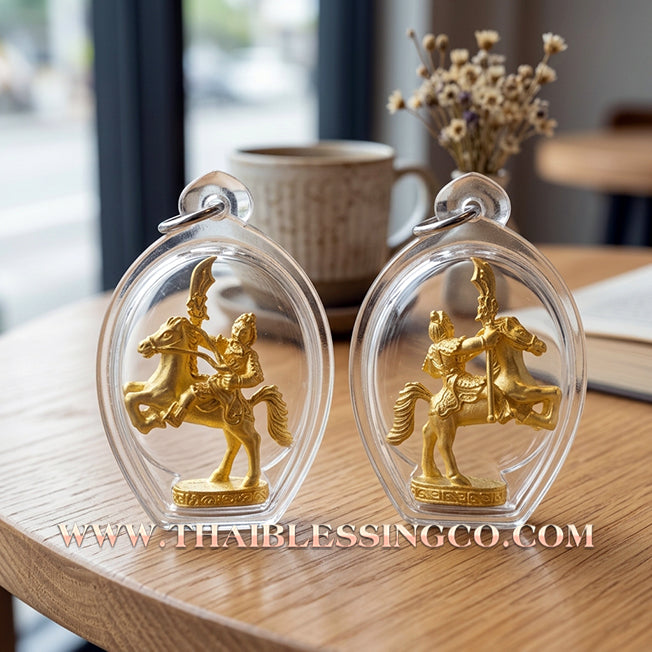 🏮 Sacred "God Guan Yu" (God of War & Loyalty) – Gold-Plated Samrit: Song Nam 57 Edition by Luang Pu Khi, Wat Si Lamyong (2014) – Now Professionally Encased in a Waterproof Frame for Absolute Authority and Unshakable Protection!