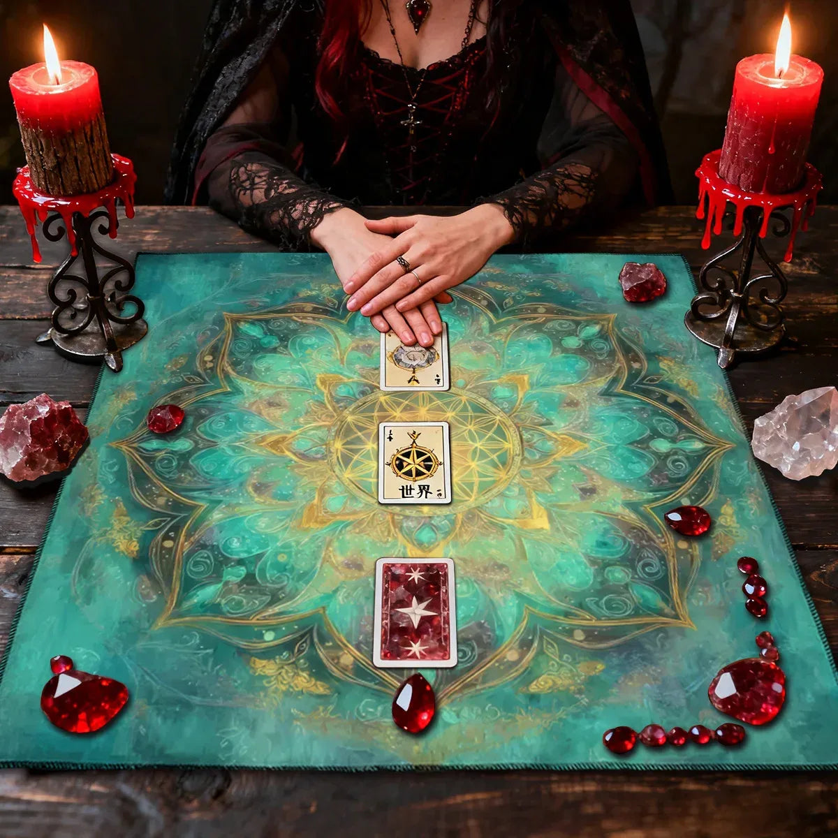 🌸Life Flower Decorated Tarot Tablecloth﻿ | Altar Astrology Ritual Cloth – Perfect Gift for Tarot Enthusiasts | Durable Polyester Tablecloth