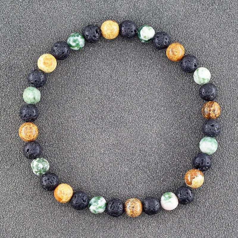 ✨ Natural African Pine Stone Beaded Bracelet – Authentic Picture Stone Bohemian Bangle for Men & Women – Volcanic Elastic Jewelry, Perfect Friendship Gift 8