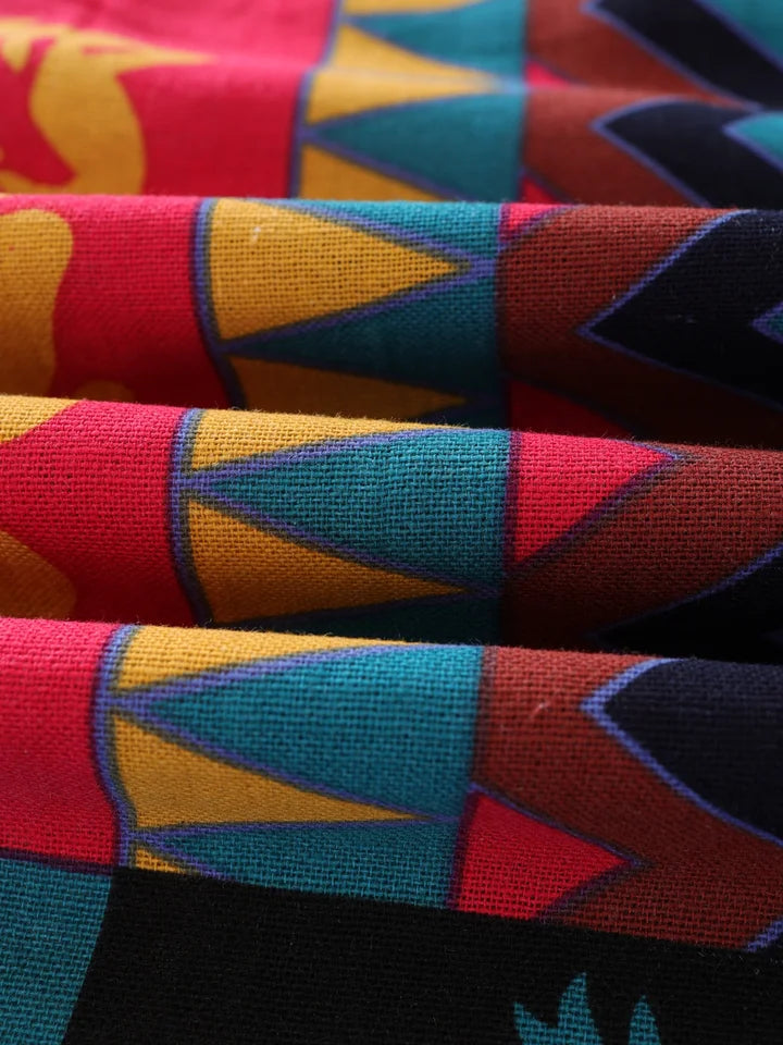 🌍 The Boho-Tribal Heritage Jogger: Premium Men’s Cotton-Linen Stretch Pants – High-Definition Tribal Graphic Print, Lightweight Breathable Fabric with Deep Pockets and Signature Drawstring Waist