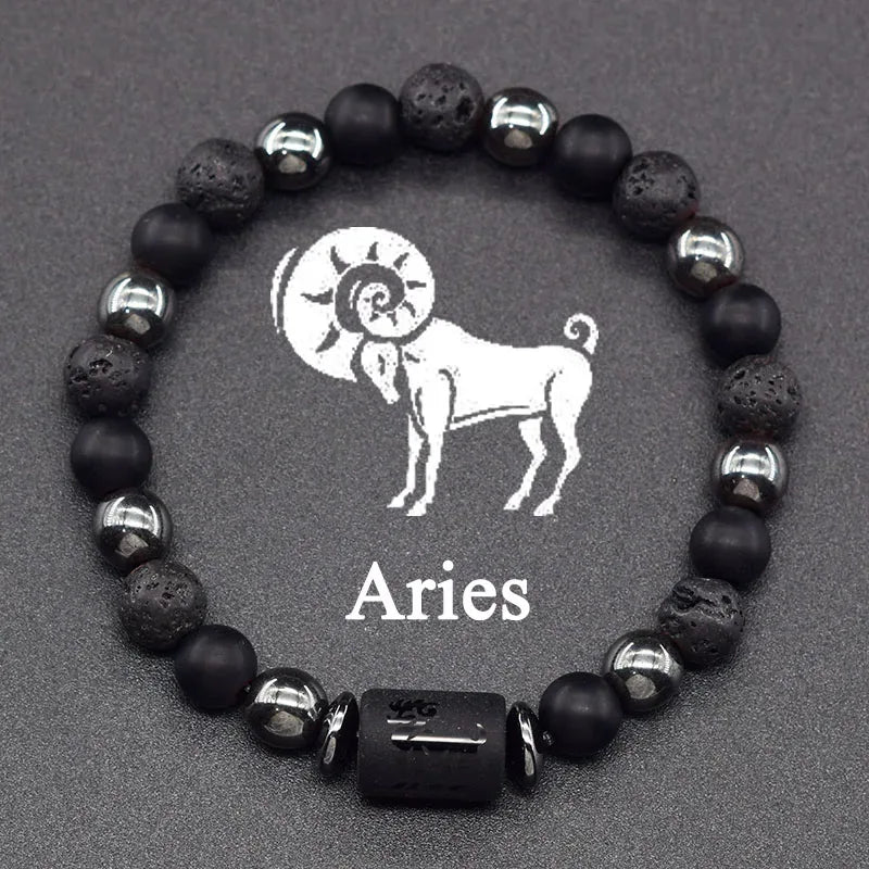 🌌 The "Celestial Identity" 12 Constellation Bracelet: Zodiac Charm & Personality Talisman (Unisex) 15 Aries 8mm Beads