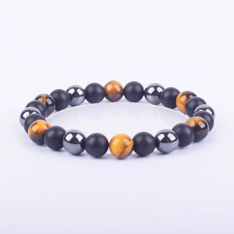 ✨ Magnetic Hematite, Tiger Eye & Obsidian Bracelet – Triple Protection Health Care Stainless Steel Bangle – Perfect Weight Loss Gift for Men & Women 12yellow tiger eye