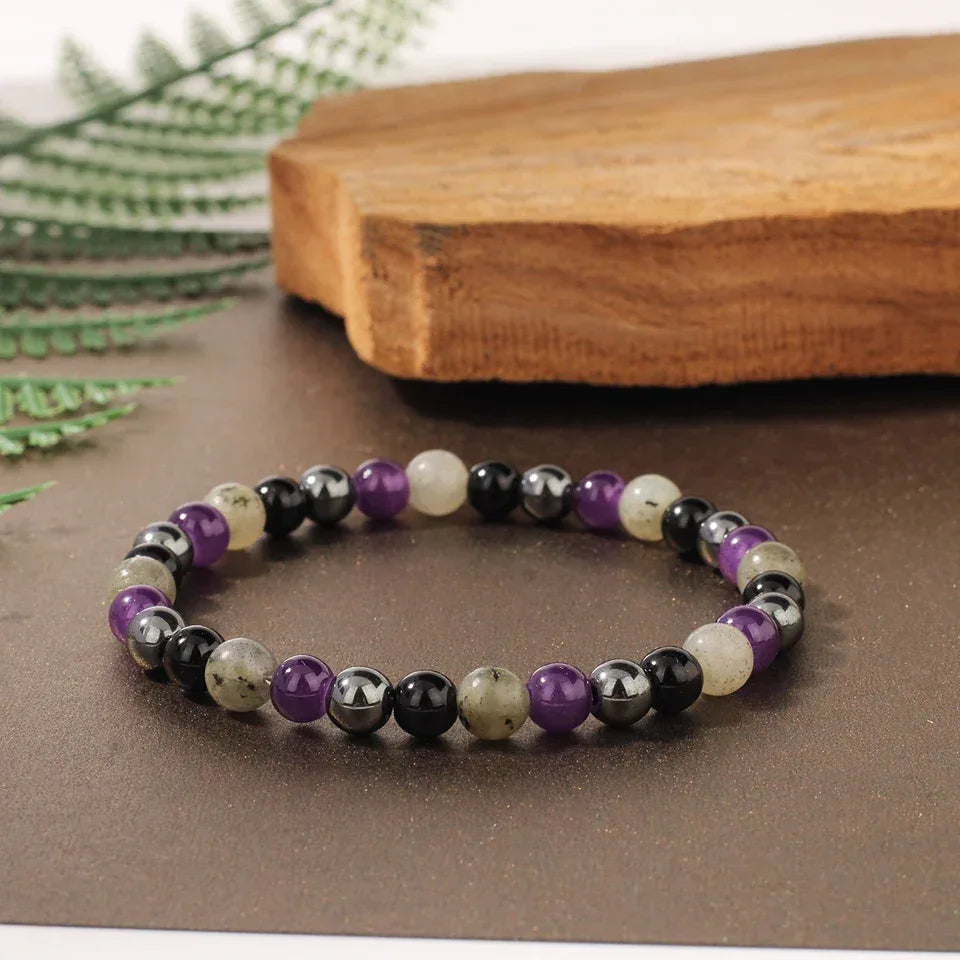 🍂 The "Autumn Luxe" Color-Block Bracelet: Natural Light-Refracting Spectrolite & Earth Stones (Unisex)