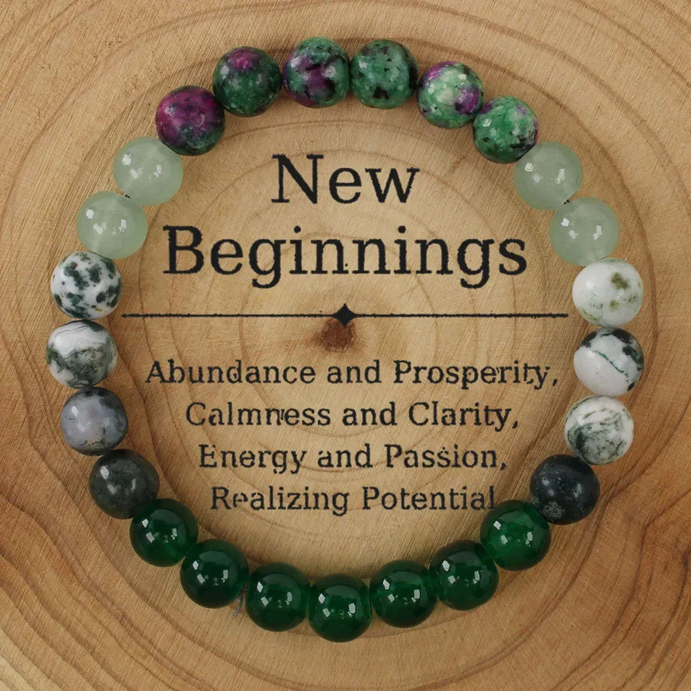 ✨ Natural Agate Stone Bracelet – Unisex Round Green Bead Bracelet – Elegant Daily Decoration & Perfect Christmas Jewelry Gift