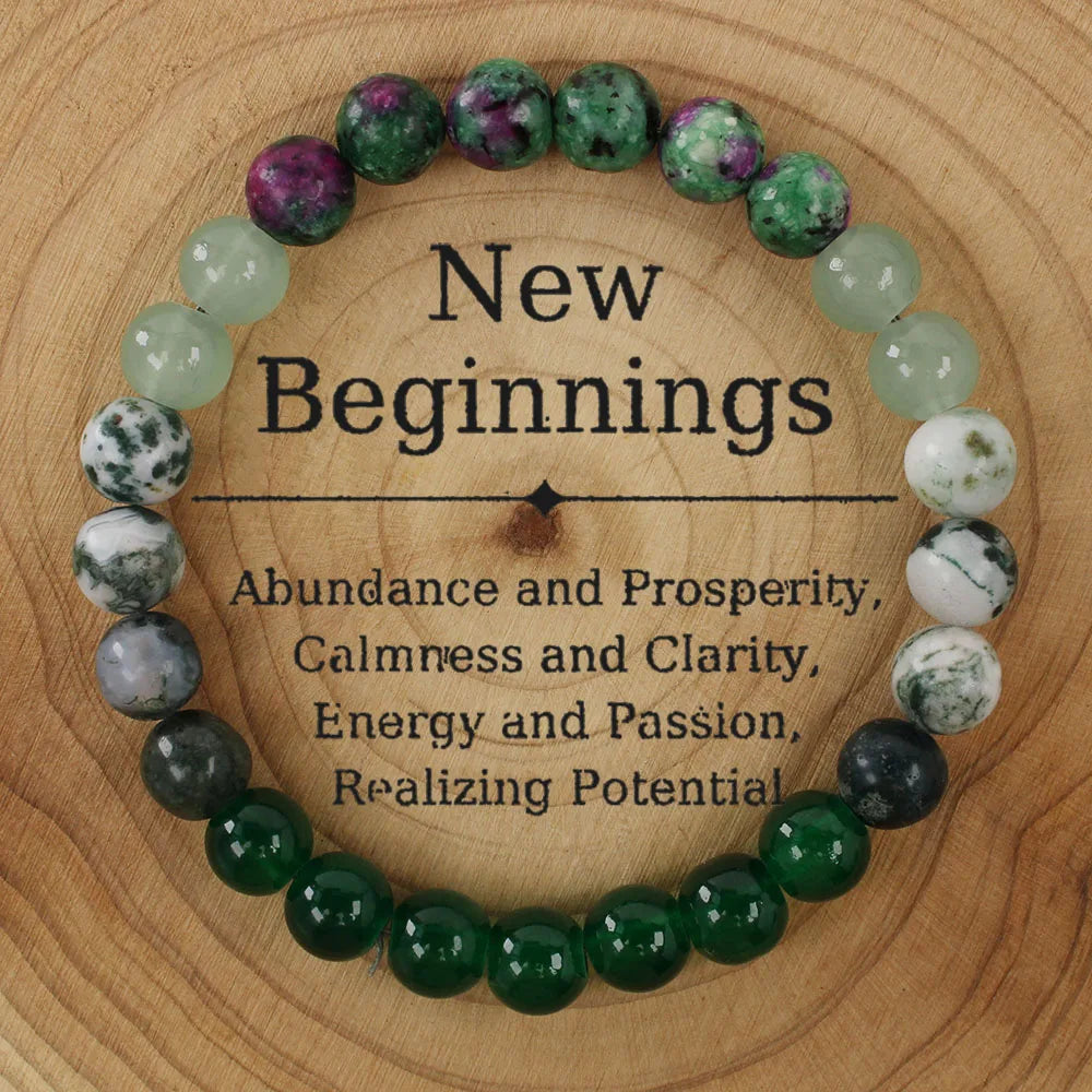 ✨ Natural Agate Stone Bracelet – Unisex Round Green Bead Bracelet – Elegant Daily Decoration & Perfect Christmas Jewelry Gift