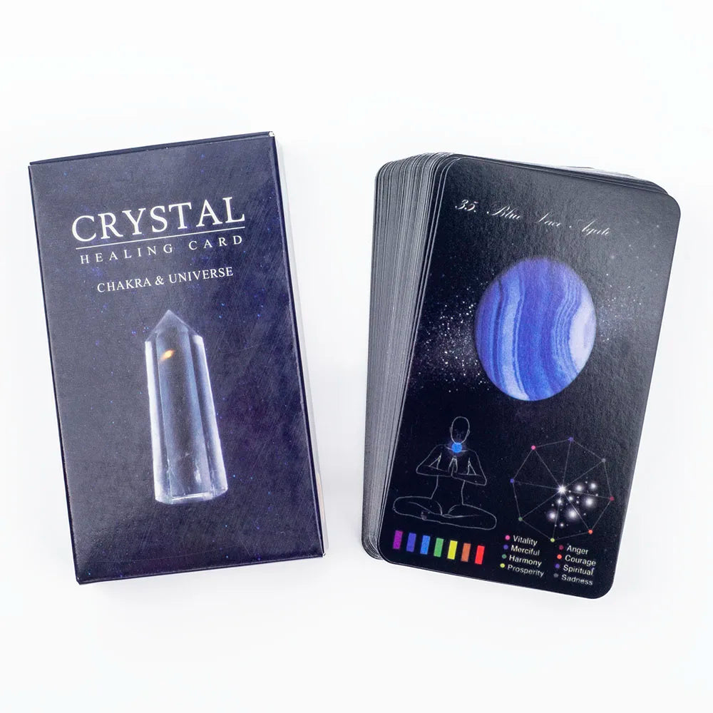 Crystals Healing Cards – 60-Card English Oracle Deck with PDF Guidebook for Crystal & Zodiac Insight
