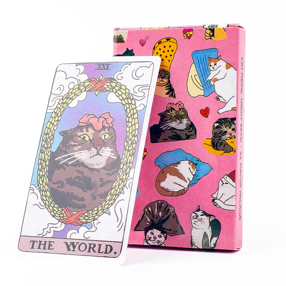 Cat Meme Tarot Deck – 22 Major Arcana Funny Witchy Cat Cards for Divination & Family Fun